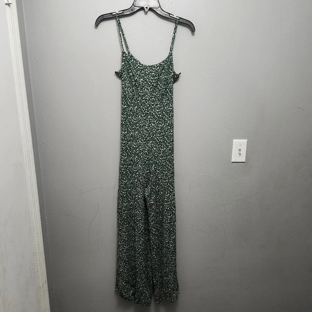 Audrey parks x francescas women's green daisy floral jumpsuit size S wid… - Picture 3 of 10